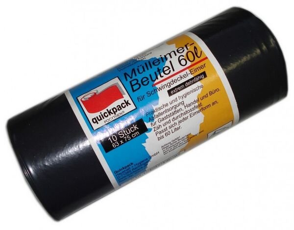 Müllbeutel 60 L reißfest, schwarz