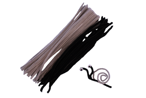 Chenilledraht / Pfeifenputzer schwarz, 50 cm x 8 mm, 10 Stück