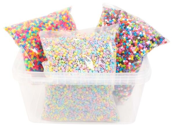 Bügelperlen im Eimer, 30.000 Stück, 10 Farben Pastell & Neon