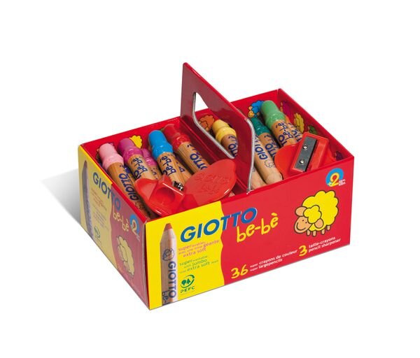 GIOTTO be-bè Jumbo, 36 Farbstife in Box inkl. 3 Spitzer