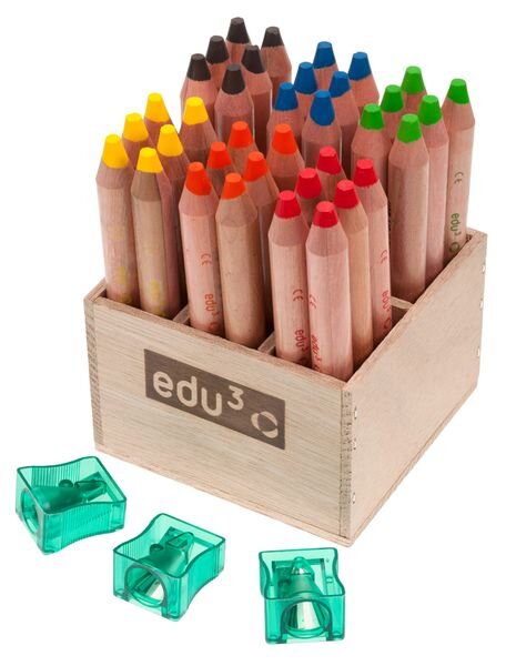 edu3 edufirst - 36 Buntstifte im Holzaufsteller inkl. 3 Spitzer