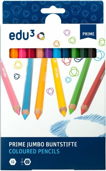 edu³ PRIME Jumbo Hex, 12 Buntstifte