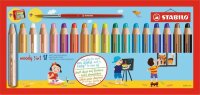 STABILO Woody 3 in 1, 18er Etui mit Spitzer & Pinsel