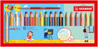 STABILO Woody 3 in 1, 18er Etui mit Spitzer & Pinsel,...