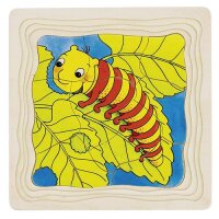 Schichtenpuzzle Raupe aus Holz