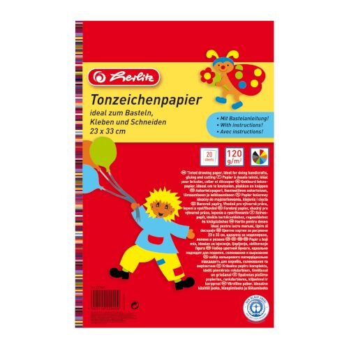 Tonzeichenpapier (Block mit 20 Blatt)  in verschiedenen Farben