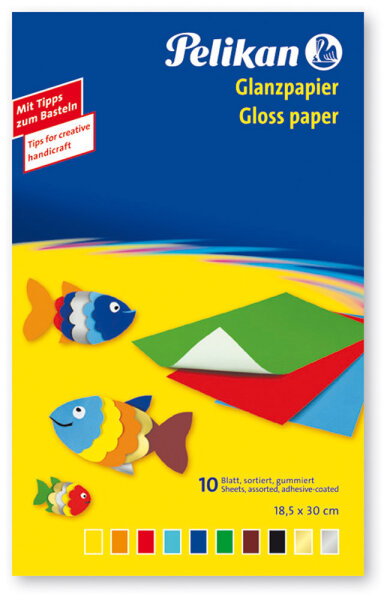 Glanzpapier gummiert Mappe mit 10 Bl.