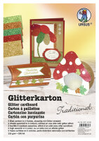 Glitterkarton in traditionellen weihnachtlichen Farben (5 Blatt)