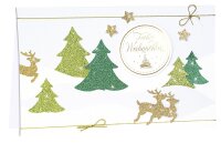 Glitterkarton in traditionellen weihnachtlichen Farben (5 Blatt)