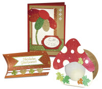 Glitterkarton in traditionellen weihnachtlichen Farben (5 Blatt)
