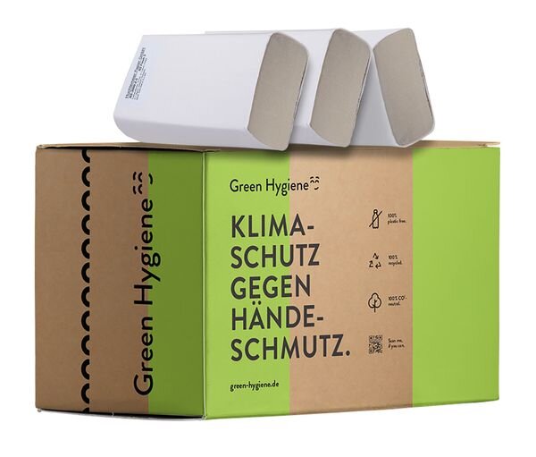 GREEN HYGIENE CO2 neutrales Handtuchpapier 2-lagig weiß, 25 x 23 cm, 4.000 Blatt